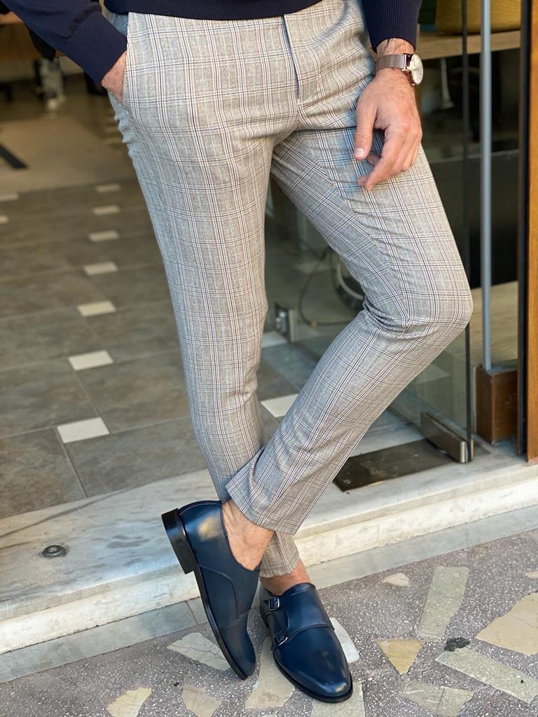 Westeros Striped Camel Slim Fit Trousers. - Image 5