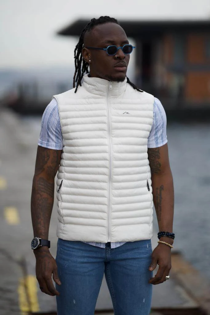 White Puffer Down Vest - Image 2