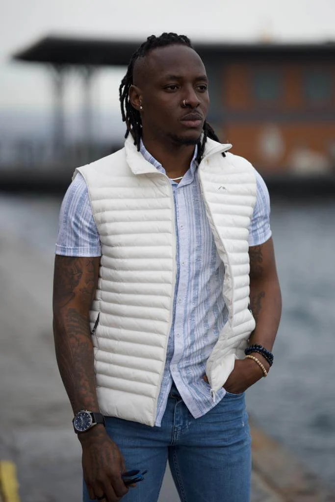 White Puffer Down Vest - Image 3