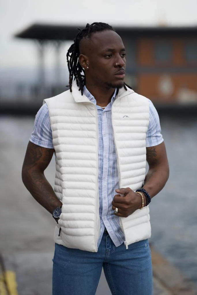 White Puffer Down Vest - Image 4