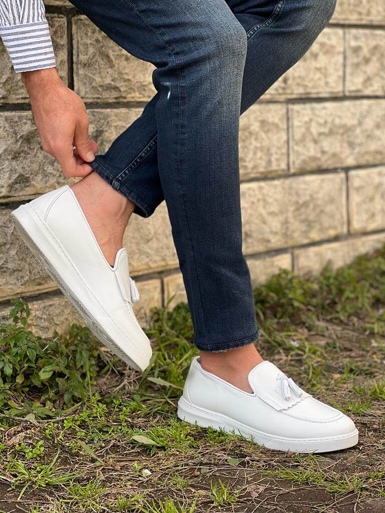 Copenhagen White Tassel Smart Casual Loafers