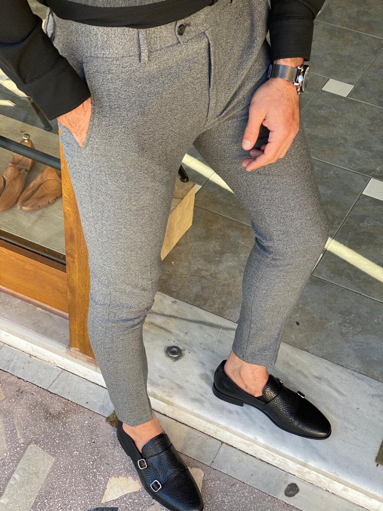 Slim Fit GrayTrousers for Men - Image 5