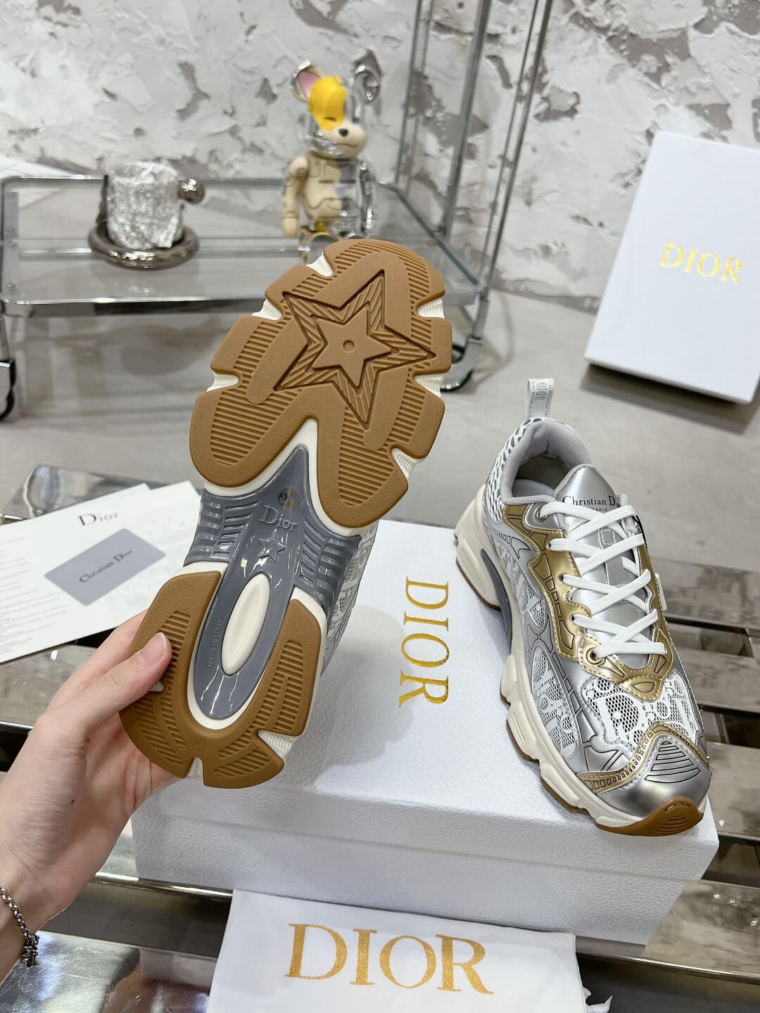WOMENS DIOR CHRONO TRAINERS - GOLD and SILVER - Image 8