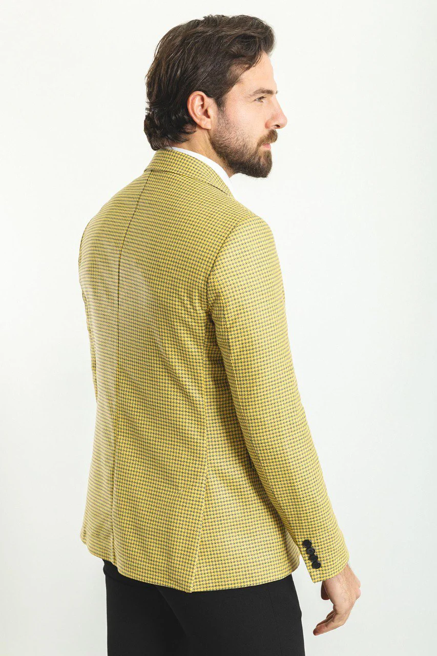 HolloMen Yellow Checkered Blazer - Image 4