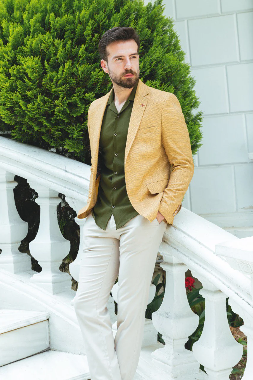 HolloMen Yellow Textured Blazer - Image 7